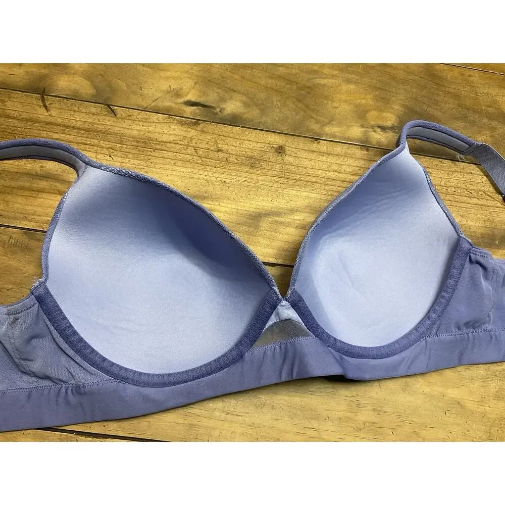 Lane Bryant Cacique Blue Lace Overlay Lightly Lined Bra No Wire 38DDD